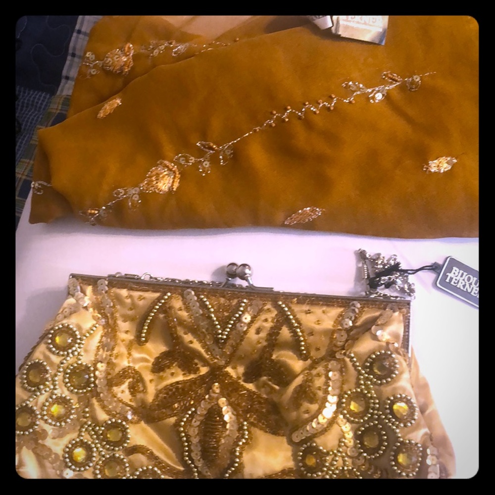 Matching clutch and shawl